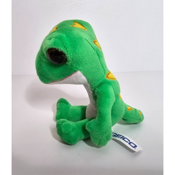 Geico Gecko Plush Stuffed Animal Lizard Sitting Green 7" Geico Ins Advertisement